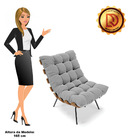 Kit 02 Poltronas Costela Suede Base Metálica Preto M11 - D'ro