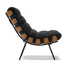 Kit 02 Poltronas Costela Suede Base Metálica Preto M11 - D'ro