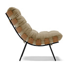 Kit 02 Poltronas Costela Suede Base Metálica Preto M11 - D'ro