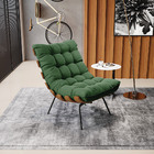 Kit 02 Poltronas Costela Suede Verde Base Metálica Preto - D'