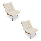 Kit 02 Poltronas Costela Veludo Base Metálica Preto M11- D'ro