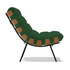 Kit 02 Poltronas Costela Veludo Verde Base Metálica Preto - D