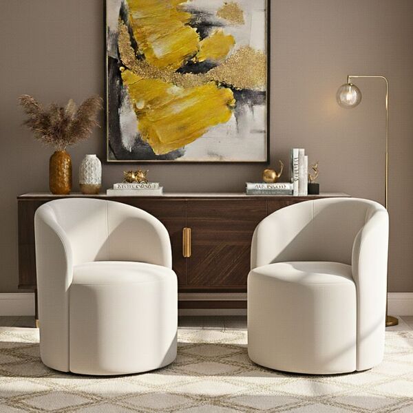 Kit 02 Poltronas Curva Orgânica Nature Gaia Suede Branco - Mo