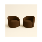 Kit 02 Poltronas Curva Orgânica Nature Gaia Suede Marrom - Mo