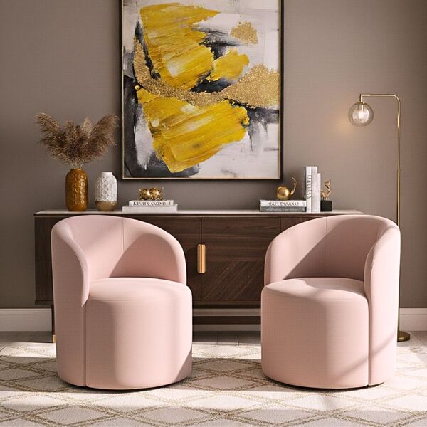 Kit 02 Poltronas Curva Orgânica Nature Gaia Suede Rosê - Mont