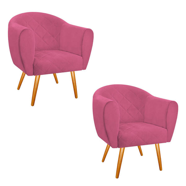 Kit 02 Poltronas Dandara Pés Palito Corano - Doce Sonho Móvei