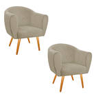 Kit 02 Poltronas Dandara Pés Palito Linho - Amarena Móveis -