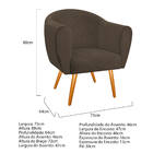 Kit 02 Poltronas Dandara Pés Palito Suede - Doce Sonho Móveis