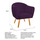 Kit 02 Poltronas Dandara Pés Palito Suede - Doce Sonho Móveis