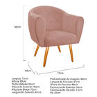 Kit 02 Poltronas Dandara Pés Palito Suede - Doce Sonho Móveis