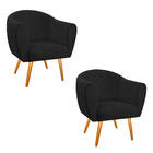 Kit 02 Poltronas Dandara Pés Palito Suede - Doce Sonho Móveis