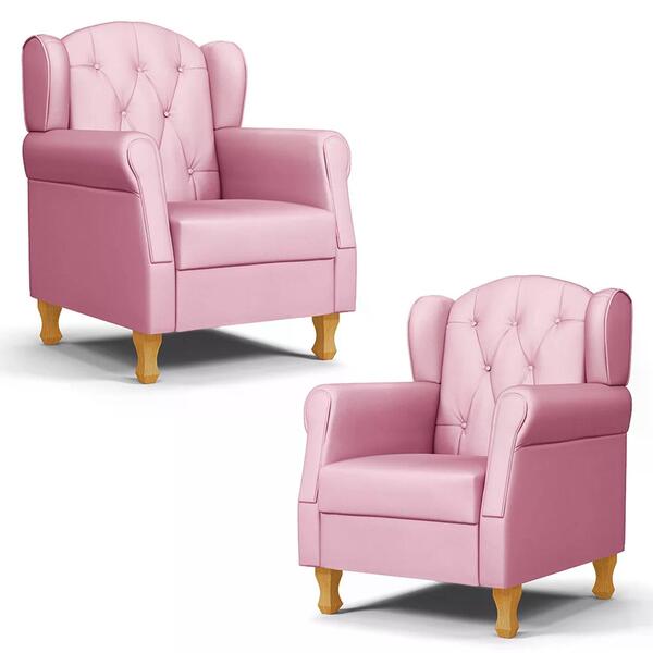 Kit 02 Poltronas De Amamentação Pés Madeira Lucy Z39 Sintétic