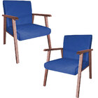 Kit 02 Poltronas Decorativa Alexa Suede Azul Marinho