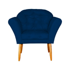 Kit 02 Poltronas Decorativa Amélia Pés Palito Suede Azul Mari