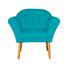 Kit 02 Poltronas Decorativa Amélia Pés Palito Suede Azul Turq