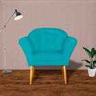 Kit 02 Poltronas Decorativa Amélia Pés Palito Suede Azul Turq