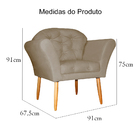 Kit 02 Poltronas Decorativa Amélia Pés Palito Suede Capuccino