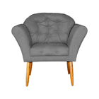 Kit 02 Poltronas Decorativa Amélia Pés Palito Suede Cinza - D