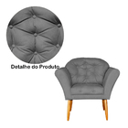 Kit 02 Poltronas Decorativa Amélia Pés Palito Suede Cinza - D