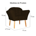 Kit 02 Poltronas Decorativa Amélia Pés Palito Suede Marrom -
