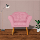 Kit 02 Poltronas Decorativa Amélia Pés Palito Suede Rosa - Ds