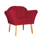 Kit 02 Poltronas Decorativa Amélia Pés Palito Suede Vermelho