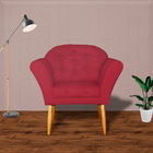 Kit 02 Poltronas Decorativa Amélia Pés Palito Suede Vermelho