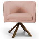 Kit 02 Poltronas Decorativa Base Giratória De Madeira Betina