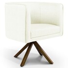 Kit 02 Poltronas Decorativa Base Giratória De Madeira Betina