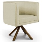 Kit 02 Poltronas Decorativa Base Giratória De Madeira Betina