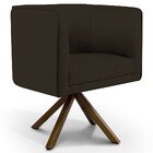 Kit 02 Poltronas Decorativa Base Giratória De Madeira Betina