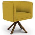 Kit 02 Poltronas Decorativa Base Giratória De Madeira Betina