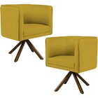 Kit 02 Poltronas Decorativa Base Giratória De Madeira Betina