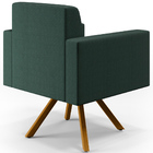 Kit 02 Poltronas Decorativa Base Giratória De Madeira Helô L0