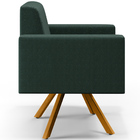 Kit 02 Poltronas Decorativa Base Giratória De Madeira Helô L0