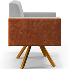 Kit 02 Poltronas Decorativa Base Giratória De Madeira Helô L0