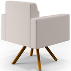 Kit 02 Poltronas Decorativa Base Giratória De Madeira Helô L0