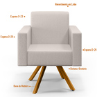 Kit 02 Poltronas Decorativa Base Giratória De Madeira Helô L0