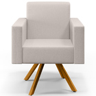 Kit 02 Poltronas Decorativa Base Giratória De Madeira Helô L0