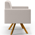 Kit 02 Poltronas Decorativa Base Giratória De Madeira Helô L0