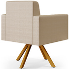 Kit 02 Poltronas Decorativa Base Giratória De Madeira Helô L0