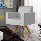 Kit 02 Poltronas Decorativa Base Giratória De Madeira Helô L0