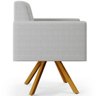 Kit 02 Poltronas Decorativa Base Giratória De Madeira Helô L0