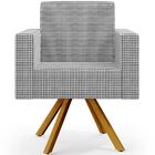 Kit 02 Poltronas Decorativa Base Giratória De Madeira Helô L0