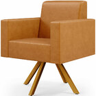 Kit 02 Poltronas Decorativa Base Giratória De Madeira Helô L0