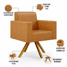 Kit 02 Poltronas Decorativa Base Giratória De Madeira Helô L0