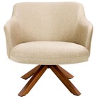 Kit 02 Poltronas Decorativa Base Giratória De Madeira Jade C0