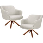 Kit 02 Poltronas Decorativa Base Giratória De Madeira Jade C0