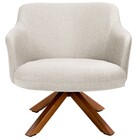 Kit 02 Poltronas Decorativa Base Giratória De Madeira Jade C0