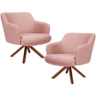 Kit 02 Poltronas Decorativa Base Giratória De Madeira Jade C0